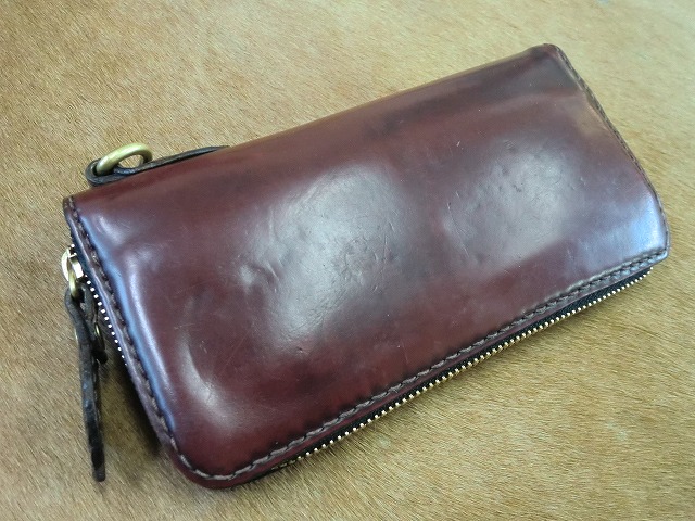 4年使用したコードバン バーガンディ長財布 | 革工房ホークフェザーズ