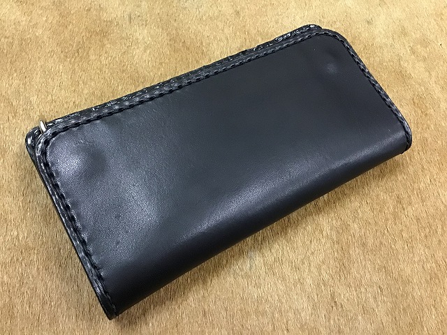 トラッカーウォレットタイプ2B/ワニ革コンビ/黒 | 革工房ホークフェザーズ