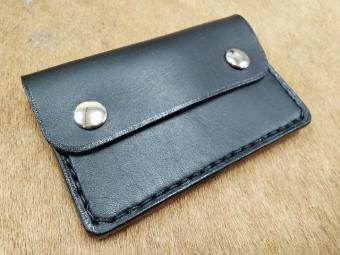 ツーボタン名刺入れオイルレザー黒