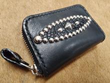 ラウンドファスナーコインケース/ワニ革スタッズ