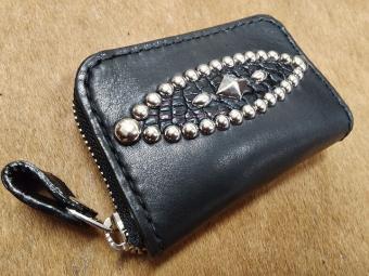 ラウンドファスナーコインケース/ワニ革スタッズ